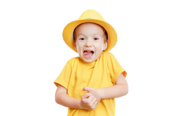 Dancing boy in the hat isolated on white - Foto, Bild