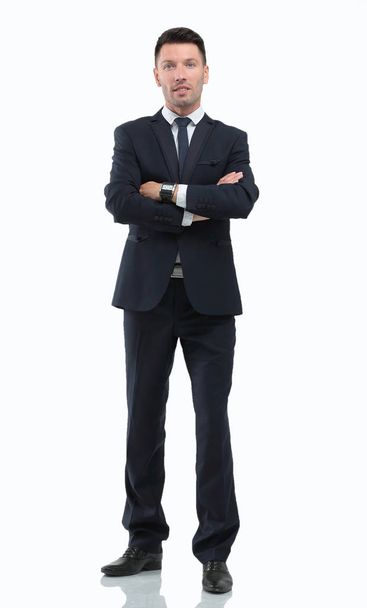 Full-length portrait of business man with hands crossed, isolated. - Foto, Imagem