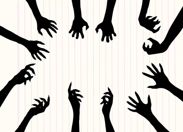 Zombie Hand Silhouette Clip Art Design Vector - Vector, Image