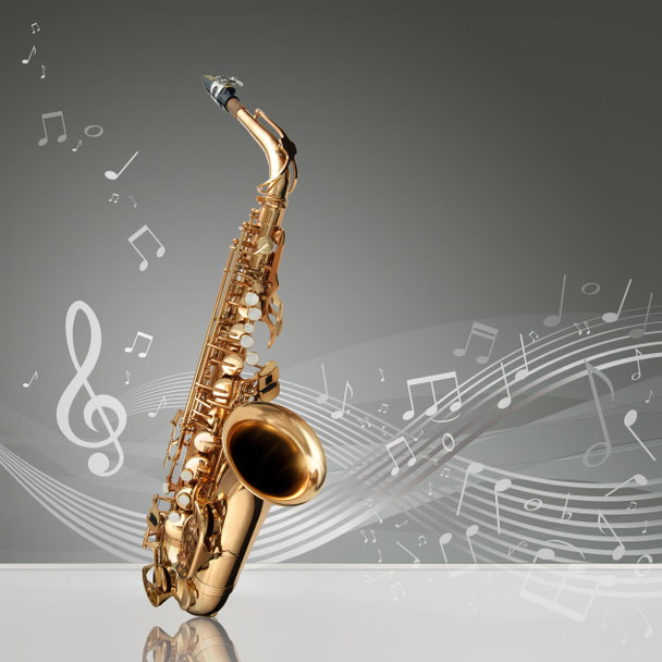 saxophone avec notes musicales
 - Photo, image