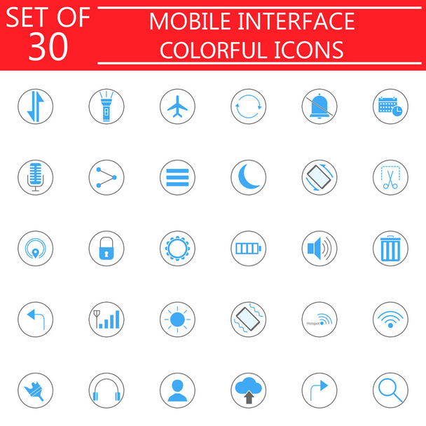 Красочный набор значков мобильного интерфейса
 - Вектор,изображение