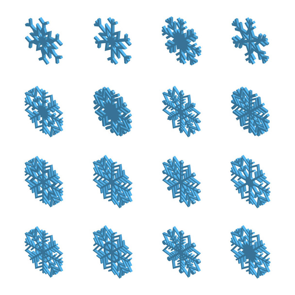 A 3D-s hópelyhek, vektor illusztráció. - Vektor, kép