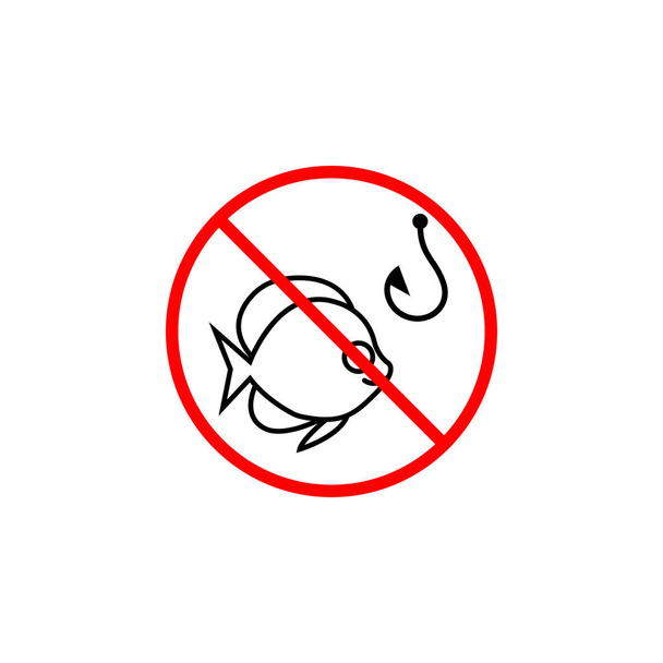 No fishing line icon, prohibition sign, forbidden - Vector, Image