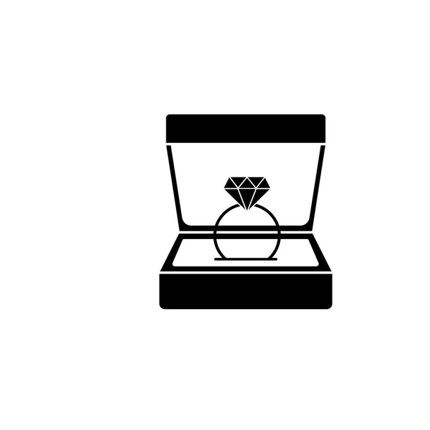 Γαμήλιο δαχτυλίδι διαμαντιών στο δώρο πλαίσιο συμπαγές εικονίδιο - Διάνυσμα, εικόνα