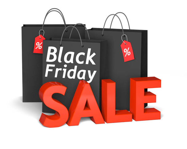 Black Friday bags and 3d red text sale - Фото, зображення