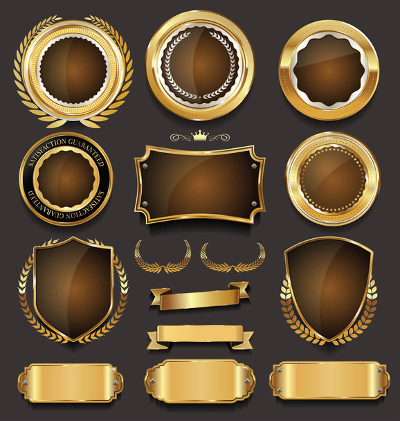 Golden sale frame badge and label vector collection  - Vettoriali, immagini