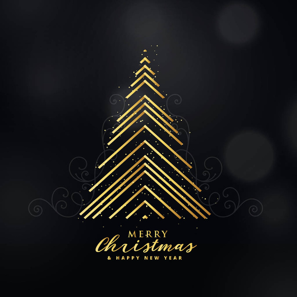 premium golden christmas tree design made with lines background - Vector, Image