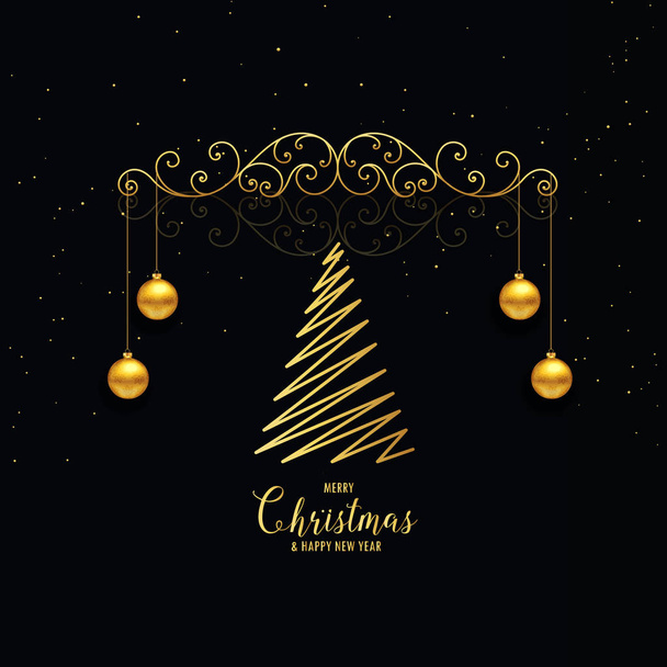 ゴールデン プレミアム スタイルのクリスマス装飾の挨拶 - ベクター画像