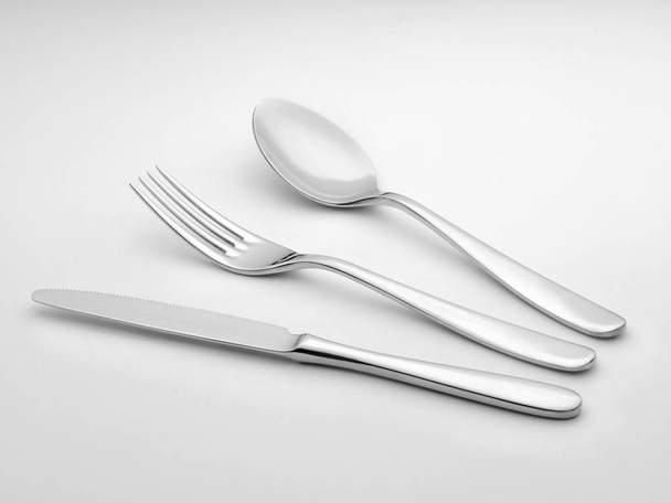 Silver cutlery on white	 - Photo, Image