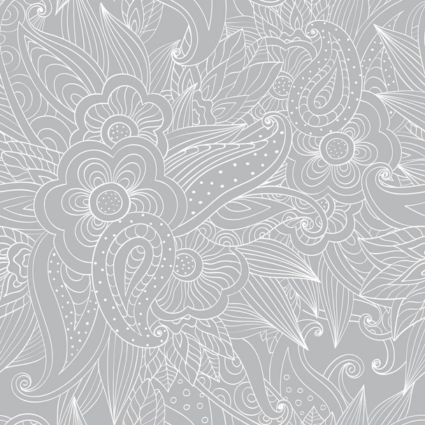 Seamless floral doodle background pattern - Vettoriali, immagini