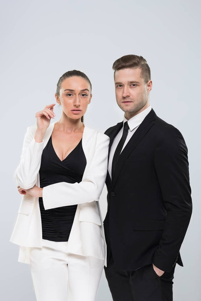 Business People Team, Musinessman And Businesswoman Wear Suit Isolated - Foto, Imagen