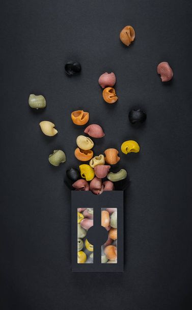 Pasta packaging template Isolated on black background - Valokuva, kuva