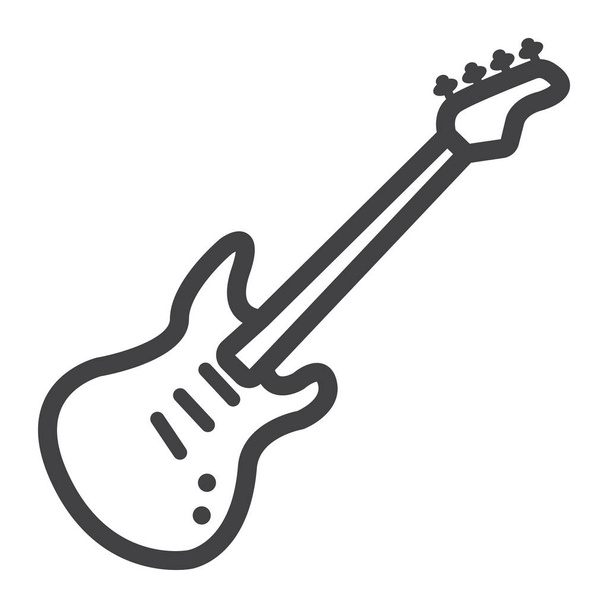 ベースギター ライン アイコン、音楽、楽器、音記号ベクトル グラフィックス、白い背景、eps 10 の線形パターン. - ベクター画像