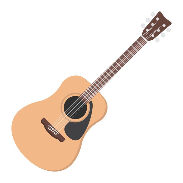 Guitarra acústica icono plano, música e instrumento, gráficos vectoriales signo de sonido, un patrón sólido de colores sobre un fondo blanco, eps 10
. - Vector, Imagen