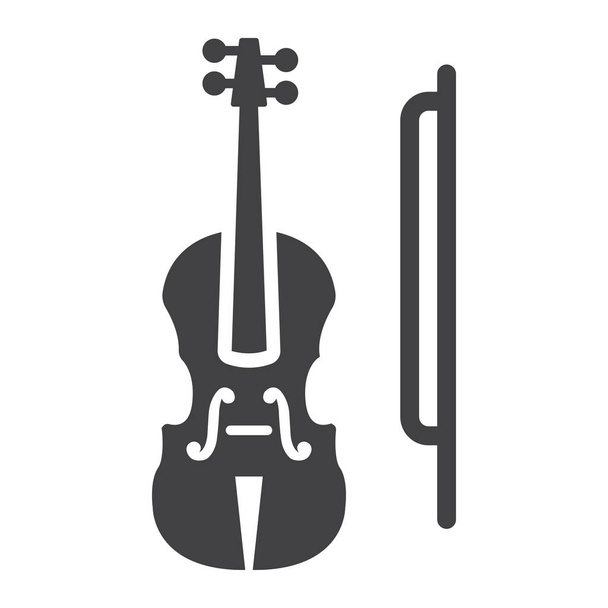 Violin glyph icon, music and instrument, sound sign vector graphics, a solid pattern on a white background, eps 10. - Vector, Image