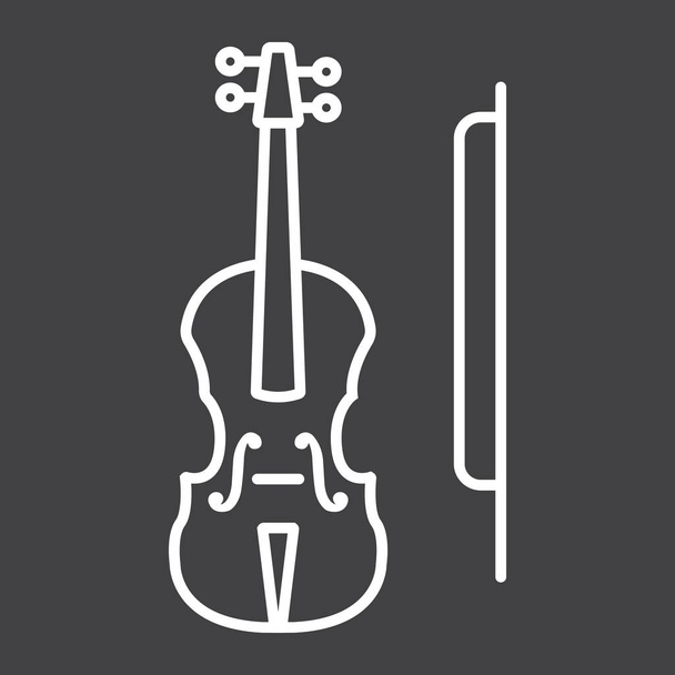 ヴァイオリン線アイコン、音楽、楽器、音記号ベクトル グラフィック、eps 10 黒の背景に直線パターン. - ベクター画像