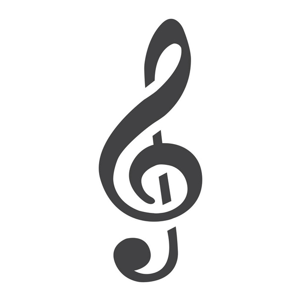 Treble Clef glyph icon, music and instrument, note sign vector graphics, a solid pattern on a white background, eps 10. - Vector, Image