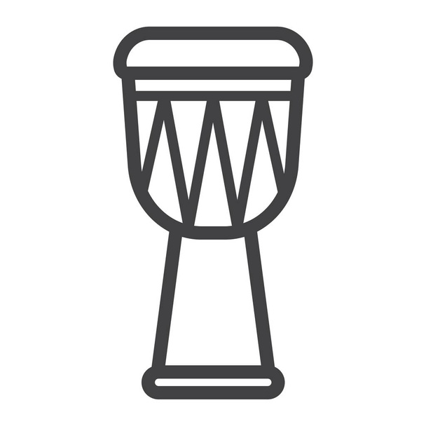 African Djembe Drum line icon, music and instrument, sound sign vector graphics, a linear pattern on a white background, eps 10. - Vector, Image