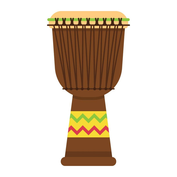 Αφρικής Djembe τύμπανο επίπεδη εικόνα, μουσική και όργανο, σύμβολο ήχου διανυσματικά γραφικά, ένα πολύχρωμο αμιγές μοτίβο σε λευκό φόντο, eps 10. - Διάνυσμα, εικόνα