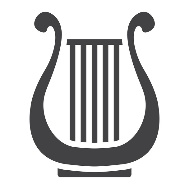 Знак лиры Древней Греции, музыка и инструмент, векторная графика на арфе, сплошной узор на белом фоне, eps 10
. - Вектор,изображение