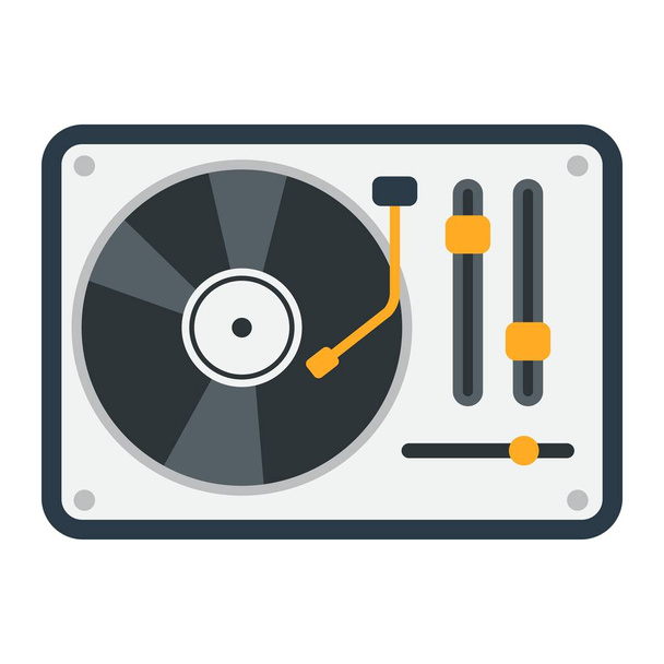 Lemezjátszó lapos ikon, a zene és a hangszer, vinyl jel vektor grafika, egy színes szilárd mintát egy fehér háttér, eps 10. - Vektor, kép