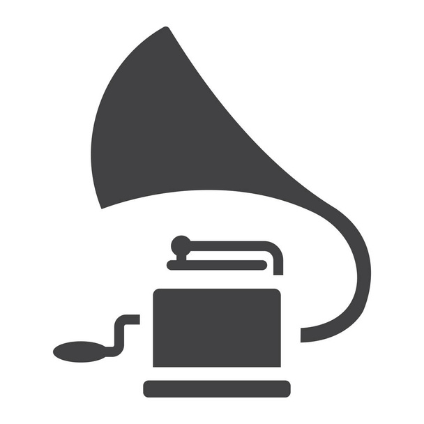 Gramophone glyph icon, music and instrument, phonograph sign vector graphics, a solid pattern on a white background, eps 10. - Vector, Image