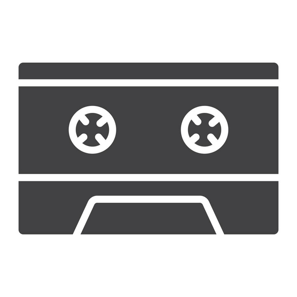 Audio cassette glyph icon, music and instrument, sound sign vector graphics, a solid pattern on a white background, eps 10. - Vector, Image