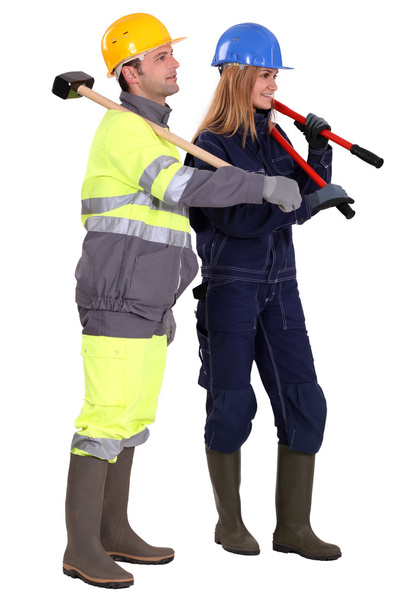 Man and woman construction workers - Foto, Bild