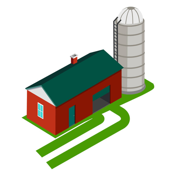 Cereal Silo and Storage House Vector Illustration - Διάνυσμα, εικόνα