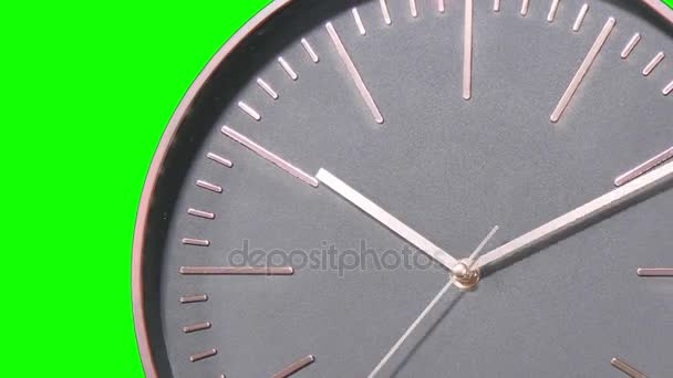 Moderní hodiny tvář rychle časová prodleva na zelené obrazovce - Záběry, video