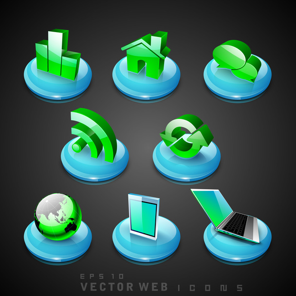 3D web 2.0 mail icons set. Can be used for websites, web applica - Вектор,изображение