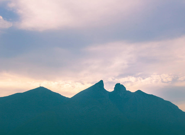 Famous mountain in Monterrey Mexico called Cerro de la Silla - 写真・画像