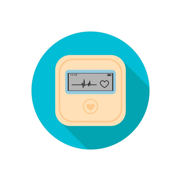 Monitorização diária do ECG. Holter para uso diário. O dispositivo monitora o sangramento do coração. E pode prevenir um ataque cardíaco
. - Vetor, Imagem