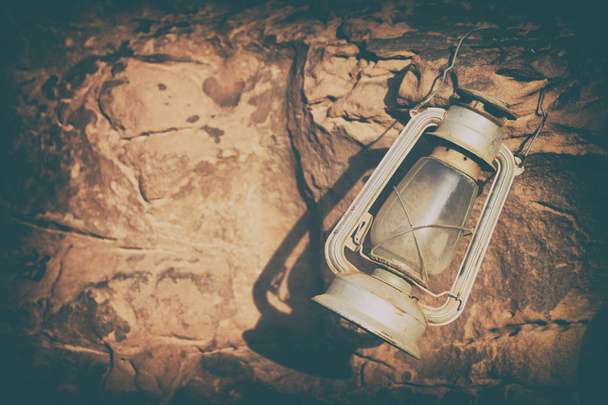  an antique old fashioned lamp isolated - Photo, Image