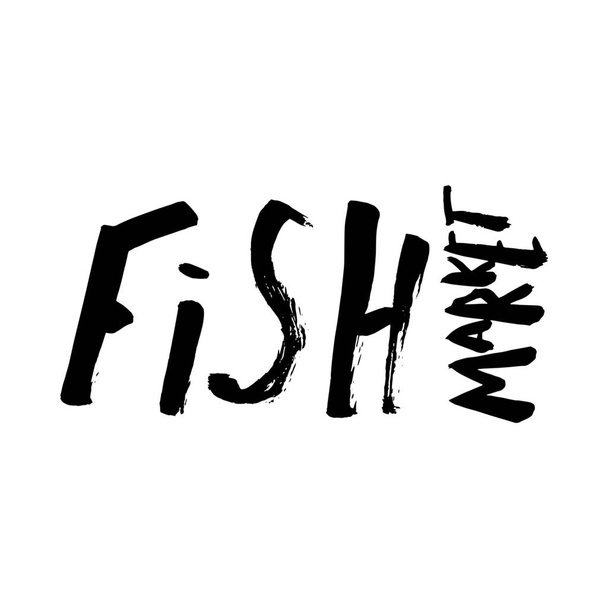 Mercado de pescado dibujado a mano
 - Vector, imagen