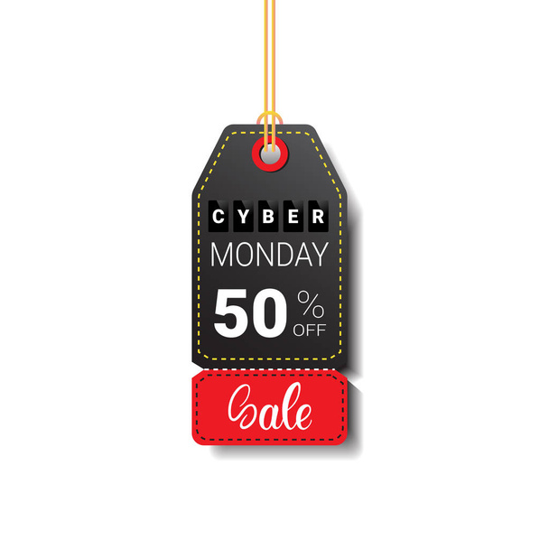Cyber Monday Sale Tag Isolated Online Shopping Discount Logo Design - Vektor, Bild