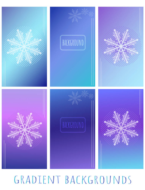 Set of Gradient vector backgrounds - Winter with snowflake  - Photo, Image