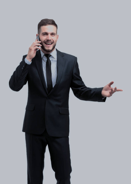 Business man making a phone call with smartphone. - Φωτογραφία, εικόνα