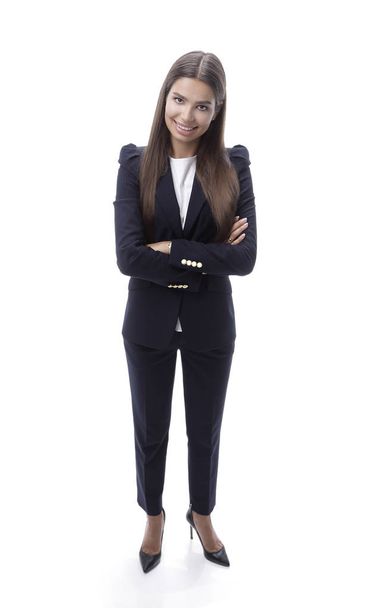in full growth. smiling business woman standing - Φωτογραφία, εικόνα