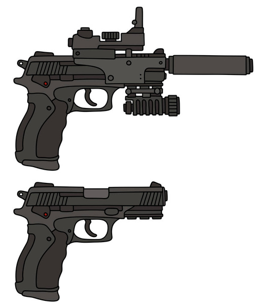 Two automatic handguns - Vektori, kuva
