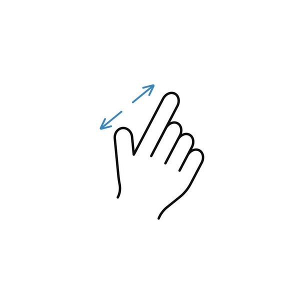 2 Finger zoom in line icon, hand gestures - Vector, Image