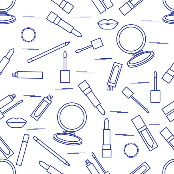 Seamless pattern of different lip make-up tools. Vector illustra - Vecteur, image