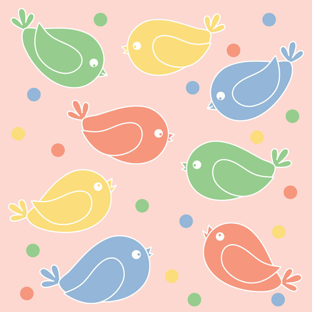Cute picture with colorful cartoon birds  - ベクター画像