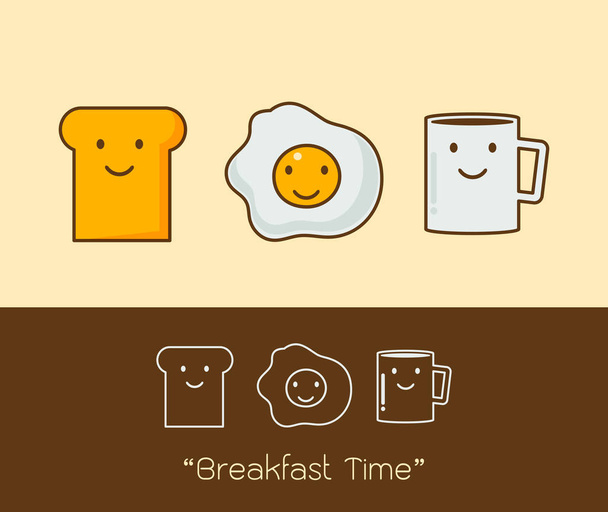 a coffee, eggs and toast Vector illustration. - Vector, Image