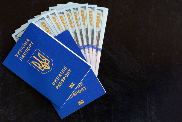 Muchos cientos de dólares y dos pasaportes azules ucranianos. Pasaporte extranjero ucraniano. La corrupción en Ucrania
 - Foto, Imagen