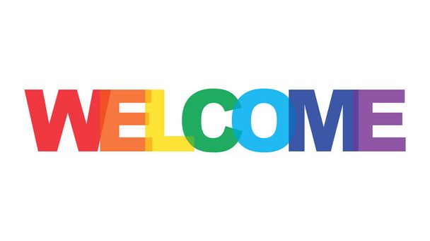 Bem-vindo arco-íris cor texto logotipo elemento
 - Vetor, Imagem