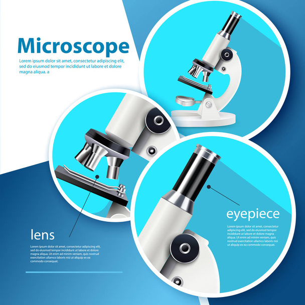 Infografika kolorze mikroskopu - Wektor, obraz