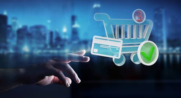 Businessman using digital shopping icons 3D rendering - Foto, Bild