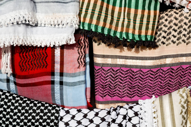 la texture del cotone tradizionale simbolico araba sciarpa come sfondo astratto
 - Foto, immagini