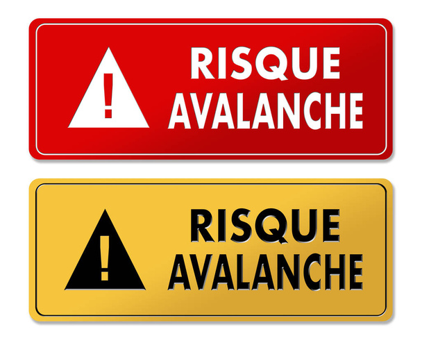 Avalanche Panneaux d'avertissement de risque en traduction française
 - Photo, image